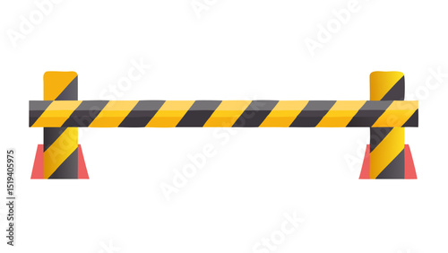Construction barrier is blocking access to a work site in a city during daytime with clear weather