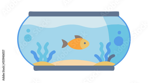 Colorful fish swimming in a simple aquarium with aquatic plants in a bright, serene environment