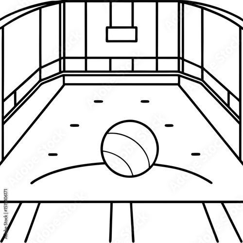 Artwork Illustration Indoor Ball Game Court Simple Line Drawing Sport Venue Design