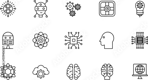 artificial intelligence icon set  containing ai  d.eps