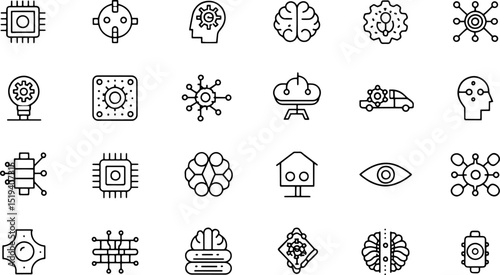 artificial intelligence blue line icon set with cy (1).eps