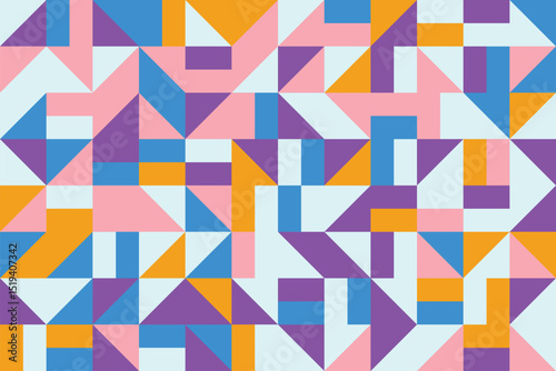 Colorful abstract art made of flat seamless geometric mosaic elements