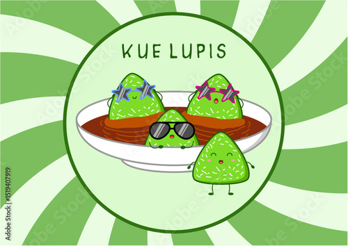 Kue lupis or lupis cake. Indonesia tradtional dessert. Iillustration vector design. EPS 10. 