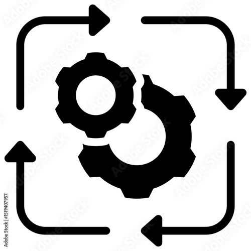 Process Flow Icon Black Solid