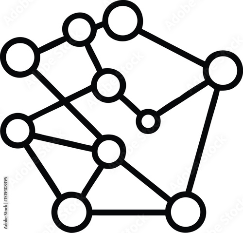 Network graph illustration representing connection nodes data structure and social network analysis concept