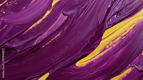 Layers of deep plum ink blended with streaks of warm mustard yellow paint, forming a textured pattern with smooth transitions and depth on a white canvas.