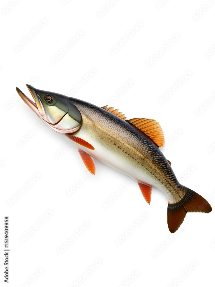 Naklejka premium muskellunge fish on white background