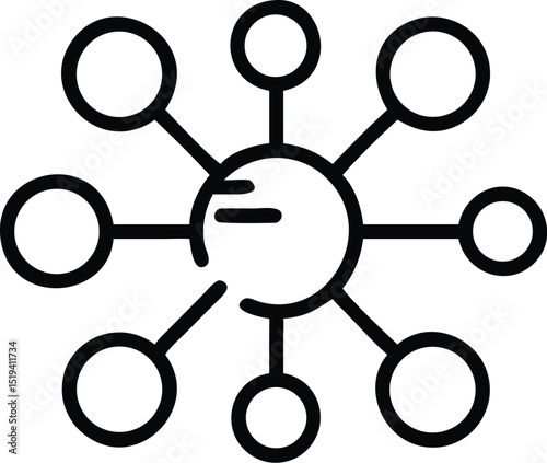 Network connection hub icon vector illustration representing social media and data connection concept design