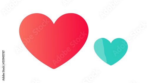 Colorful heart shapes in varying sizes symbolize love and connection in a simple design