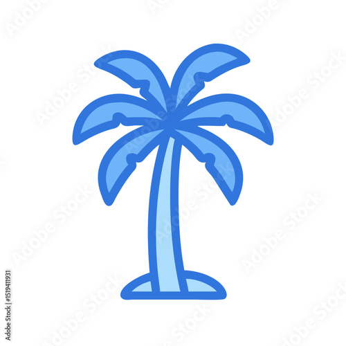 Vibrant blue palm tree standing tall against a clear sky creating a tropical vibe perfect for relaxation and enjoyment