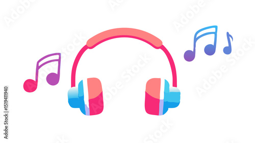 Colorful headphones with musical notes creating a vibrant atmosphere for sound lovers in a creative space