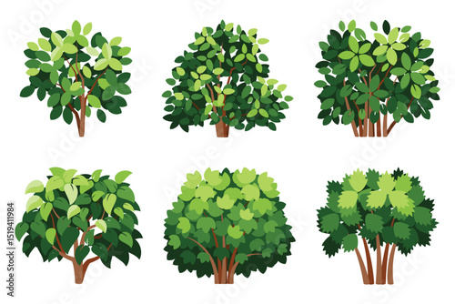 Cartoon Tree Set vector illustration