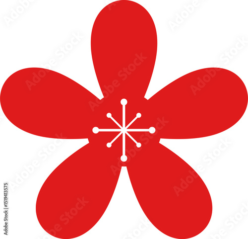 Chinese oriental flower decoration. Oriental flower for lunar new year, chinese decorative element. Vector isolated.