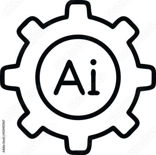 Ai artificial intelligence machine learning gear cog icon for automation and technology solutions