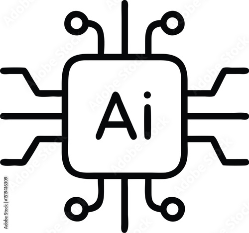 Ai artificial intelligence chip icon vector illustration for technology and machine learning 94