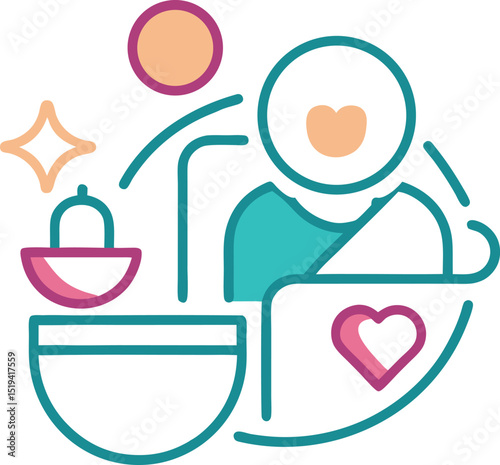 Modern Abstract Icon Representing Love Relationships and Emotional Well Being