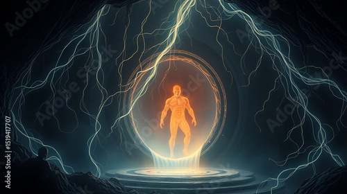 Ethereal tendrils of light seep from a mysterious portal, glow, enigmatic, luminosity