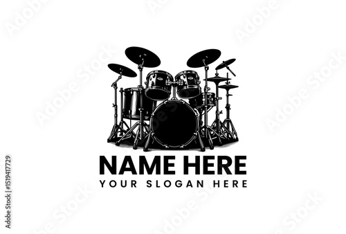 Full drum kit vector design featuring all essential components for complete percussive performance