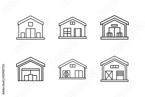 warehouse icon line art vector illustration