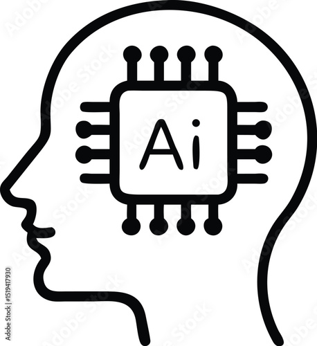 Artificial intelligence ai brain head vector icon for machine learning and neural network concept design