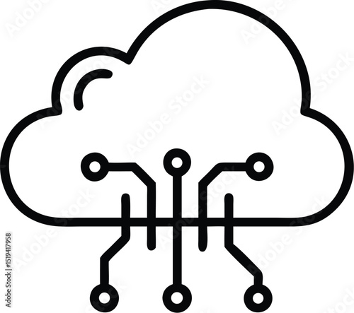 Cloud computing technology icon vector illustration for data storage and network solutions design