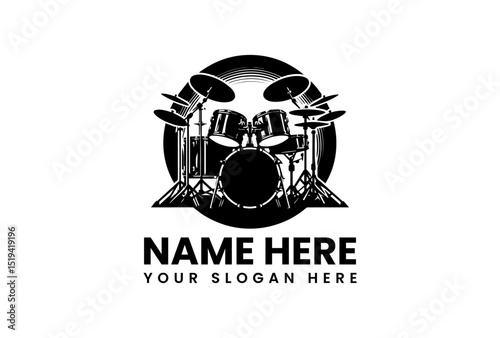 Full drum kit vector design featuring all essential components for complete percussive performance