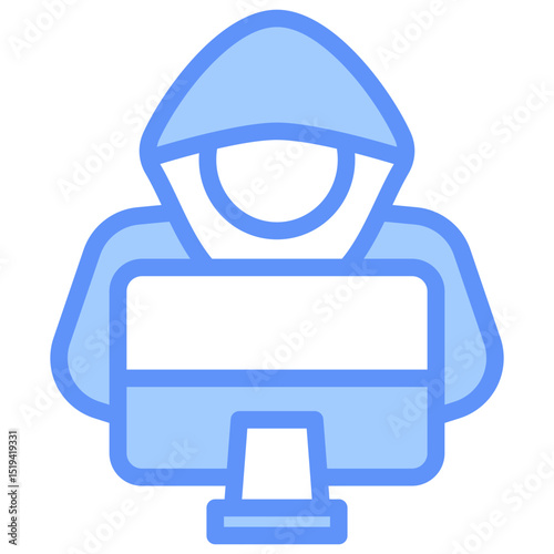 Hacker Icon Outline Blue