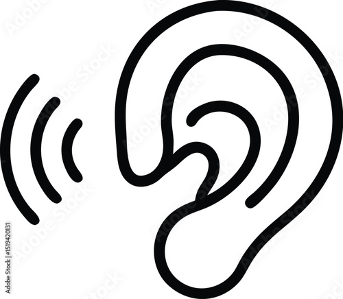 Ear hearing listen sound vector illustration for audiology deafness and medical healthcare icon set