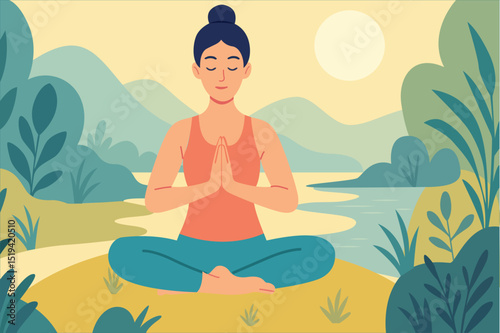 Woman Meditating in Nature
Yoga and Peaceful Wellness
