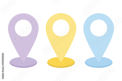 Set of map pin location icons with pastel color. Map pin place marker. Location icon. GPS location symbol collection. Suitable for clip art, stickers, flat design illustration, etc