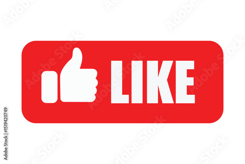 Thumbs up with text LIKE inside red rectangle