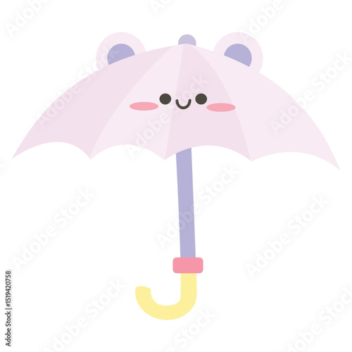 Cute umbrella with kawai style clipart vector illustration. Suitable for clip art, stickers, flat design illustration, etc