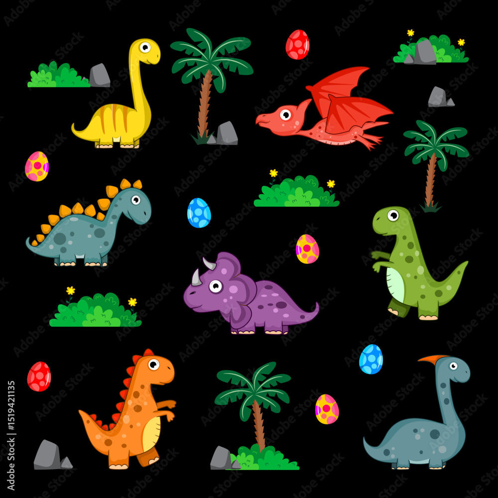 cute cartoon dinosaur collection design cute cartoon dinosaur collection design