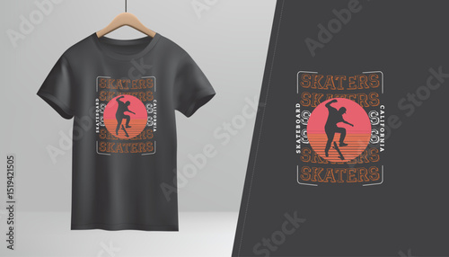 This striking black cotton t-shirt design concept offers a versatile blank apparel template for casual fashion wear