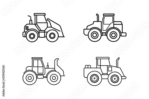 wheel loader line art vector illustration