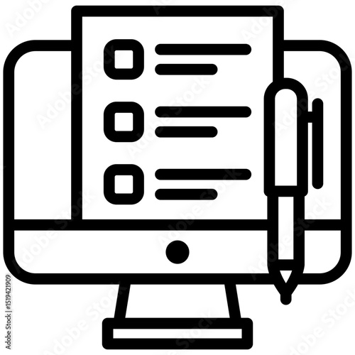 Online Task Icon Outline