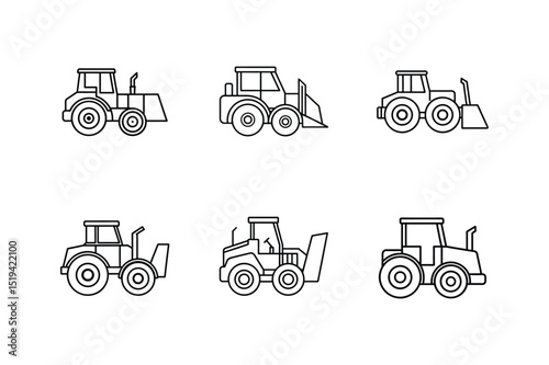 wheel loader icon line art vector illustration
