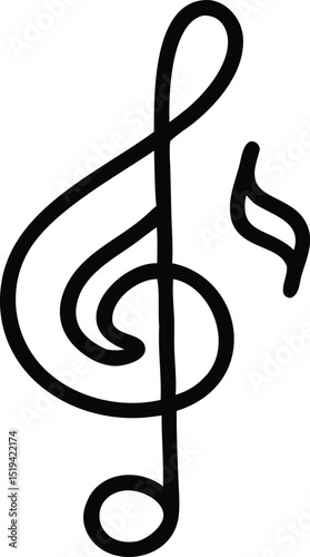 Download free vector graphic of treble clef and musical note for music education and design projects