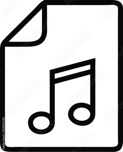 Music file icon vector illustration showing musical note on document for audio and song files