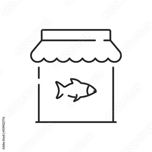 Fishing industry catching production minimalist line art icon Fisherman industrial commercial occupation spinning net canning cooking freezing seafood nautical vessel boat
