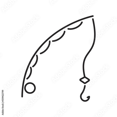 Fishing industry catching production minimalist line art icon Fisherman industrial commercial occupation spinning net canning cooking freezing seafood nautical vessel boat