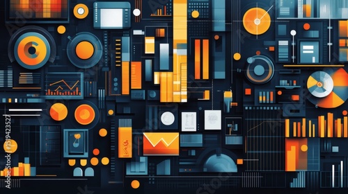 Abstract geometric illustration of data visualization and infographics.