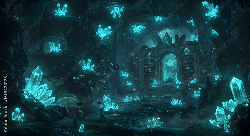 Enchanted Crystal Cave Glowing Gems and Mysterious Ruins Enchanted Crystal Cave Glowing Gems and Mysterious Ruins