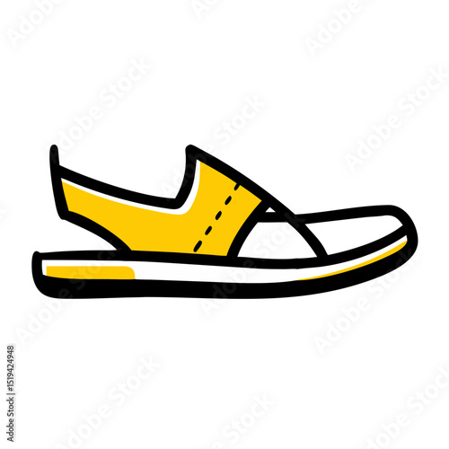 Bright yellow sandal designed for summer outings and casual walks, perfect for warm weather and beachwear