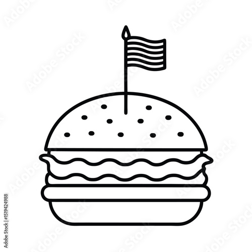 Gourmet Burger with American Flag Toothpick