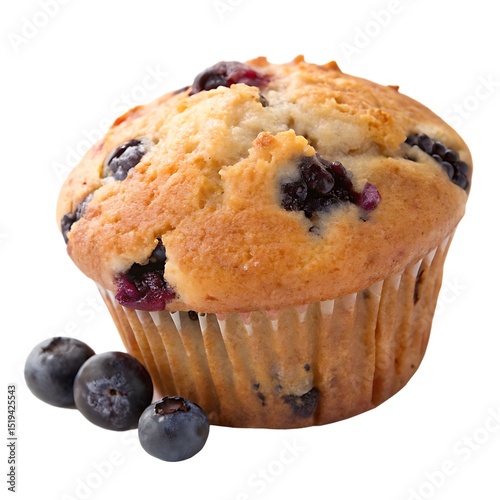 Blueberry muffin isolated on a transparent background
