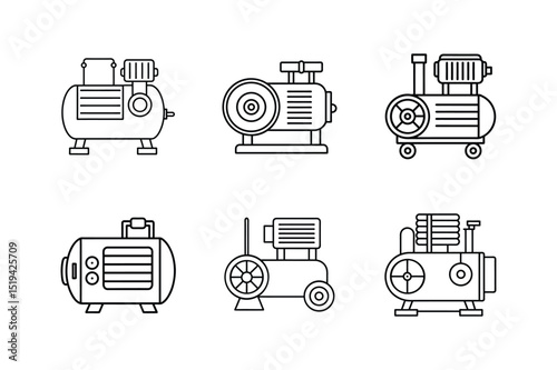 compressor icon line art vector illustration