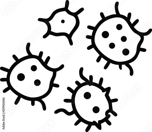 Illustration of viruses germs microbes pathogens disease causing agents infection health issues black 94
