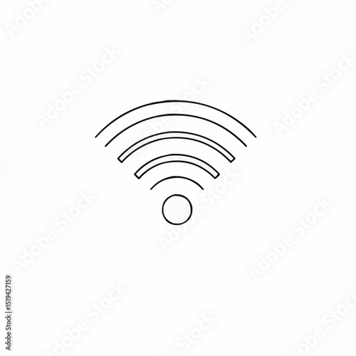 Abstract wireless signal icon with curved lines and central dot  