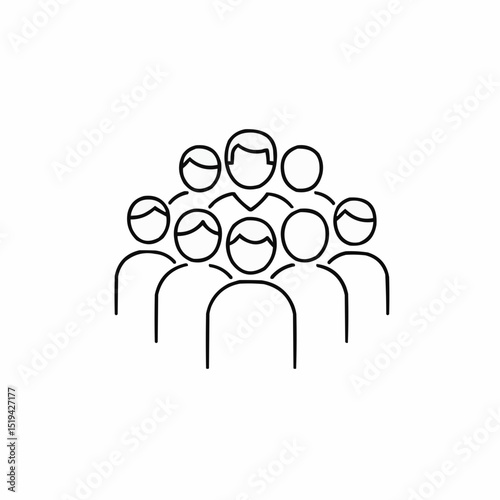 Group of people illustrated in minimalistic line art style  